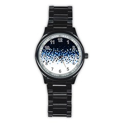 Flat Tech Camouflage Reverse Blue Stainless Steel Round Watch by jumpercat