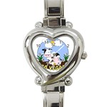 Friends Not Food - Cute Pig and Chicken Heart Italian Charm Watch Front