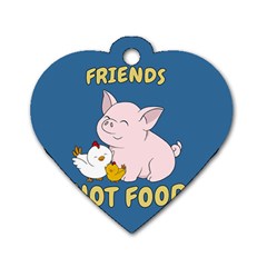 Friends Not Food - Cute Pig And Chicken Dog Tag Heart (one Side) by Valentinaart