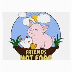 Friends Not Food - Cute Pig And Chicken Large Glasses Cloth by Valentinaart