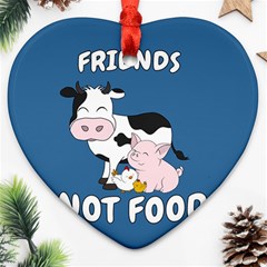 Friends Not Food - Cute Cow, Pig And Chicken Heart Ornament (two Sides) by Valentinaart