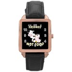 Friends Not Food - Cute Cow, Pig and Chicken Rose Gold Leather Watch  Front