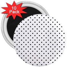 White Polka Dots 3  Magnets (10 Pack)  by jumpercat