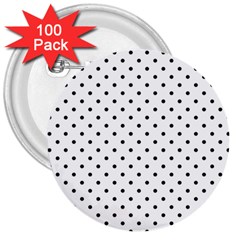 White Polka Dots 3  Buttons (100 Pack)  by jumpercat