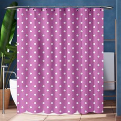 Pink Polka Dots Shower Curtain 60  X 72  (medium)  by jumpercat