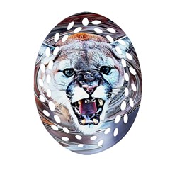 Cougar Animal Art Swirl Decorative Ornament (oval Filigree) by Nexatart