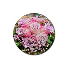 Flowers Bouquet Wedding Art Nature Rubber Coaster (round)  by Nexatart