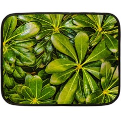 Top View Leaves Double Sided Fleece Blanket (mini)  by dflcprints