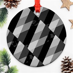 Black And White Grunge Striped Pattern Ornament (round) by dflcprints