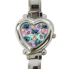 Floral Waves Heart Italian Charm Watch by snowwhitegirl