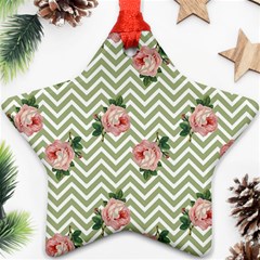 Green Chevron Rose Ornament (star) by snowwhitegirl