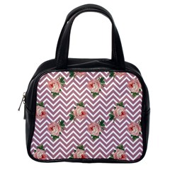 Violet Chevron Rose Classic Handbags (one Side) by snowwhitegirl