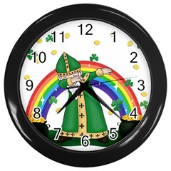  St  Patrick  Dabbing Wall Clocks (black) by Valentinaart