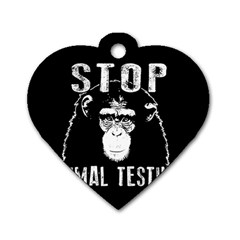 Stop Animal Testing - Chimpanzee  Dog Tag Heart (two Sides) by Valentinaart