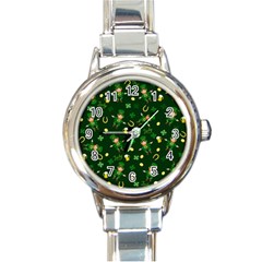 St Patricks Day Pattern Round Italian Charm Watch by Valentinaart