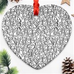 Elio s Shirt Faces in Black Outlines on White Heart Ornament (Two Sides) Back