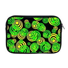 Neon Yellow And Green Circles On Black Apple Macbook Pro 17  Zipper Case by PodArtist