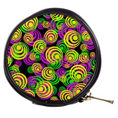 Bright Yellow Pink And Green Neon Circles Mini Makeup Bags