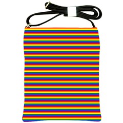 Horizontal Gay Pride Rainbow Flag Pin Stripes Shoulder Sling Bags by PodArtist