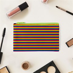 Horizontal Gay Pride Rainbow Flag Pin Stripes Cosmetic Bag (xs) by PodArtist