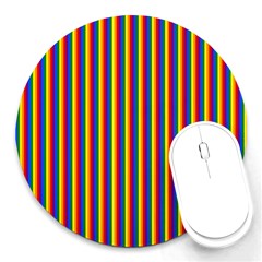 Vertical Gay Pride Rainbow Flag Pin Stripes Round Mousepads by PodArtist