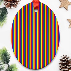 Vertical Gay Pride Rainbow Flag Pin Stripes Oval Ornament (two Sides) by PodArtist