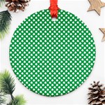  White Shamrocks On Green St. Patrick s Day Ireland Ornament (Round) Front