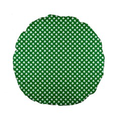  White Shamrocks On Green St  Patrick s Day Ireland Standard 15  Premium Flano Round Cushions by PodArtist