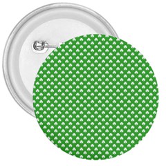 White Heart-shaped Clover On Green St  Patrick s Day 3  Buttons by PodArtist