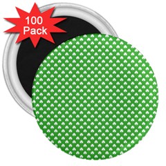 White Heart-shaped Clover On Green St  Patrick s Day 3  Magnets (100 Pack) by PodArtist