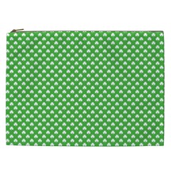 White Heart-shaped Clover On Green St  Patrick s Day Cosmetic Bag (xxl)  by PodArtist