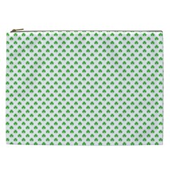 Green Heart-shaped Clover On White St  Patrick s Day Cosmetic Bag (xxl)  by PodArtist