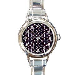 Futuristic Geometric Pattern Round Italian Charm Watch by dflcprints