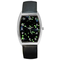 Dark Splatter Abstract Barrel Style Metal Watch by dflcprints