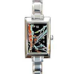 Multicolor Abstract Design Rectangle Italian Charm Watch