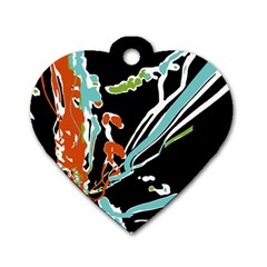 Multicolor Abstract Design Dog Tag Heart (two Sides) by dflcprints