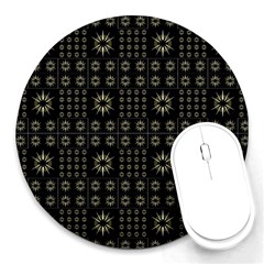 Dark Ethnic Stars Motif Pattern Round Mousepads by dflcprints