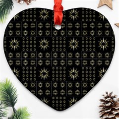 Dark Ethnic Stars Motif Pattern Heart Ornament (two Sides) by dflcprints