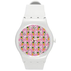 Easter Kawaii Pattern Round Plastic Sport Watch (m) by Valentinaart