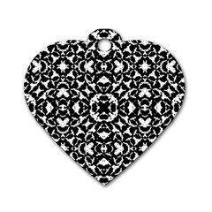 Black And White Geometric Pattern Dog Tag Heart (one Side) by dflcprints