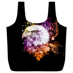 Awesome Eagle With Flowers Full Print Recycle Bags (l)  by FantasyWorld7