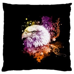 Awesome Eagle With Flowers Large Cushion Case (two Sides) by FantasyWorld7