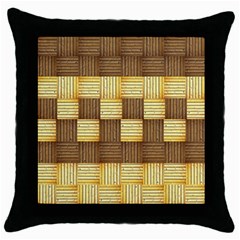 Wood Texture Grain Weave Dark Throw Pillow Case (black) by Nexatart