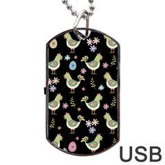 Easter Pattern Dog Tag Usb Flash (two Sides) by Valentinaart