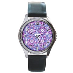 Cracked Oriental Ornate Pattern Round Metal Watch by dflcprints