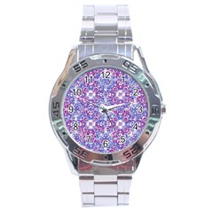 Cracked Oriental Ornate Pattern Stainless Steel Analogue Watch by dflcprints