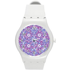 Cracked Oriental Ornate Pattern Round Plastic Sport Watch (m) by dflcprints