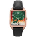 Skull Hedge Rose Gold Leather Watch  Front