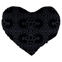 Dark Ethnic Sharp Pattern Large 19  Premium Flano Heart Shape Cushions by dflcprints