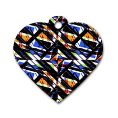 Multicolor Geometric Abstract Pattern Dog Tag Heart (one Side) by dflcprints